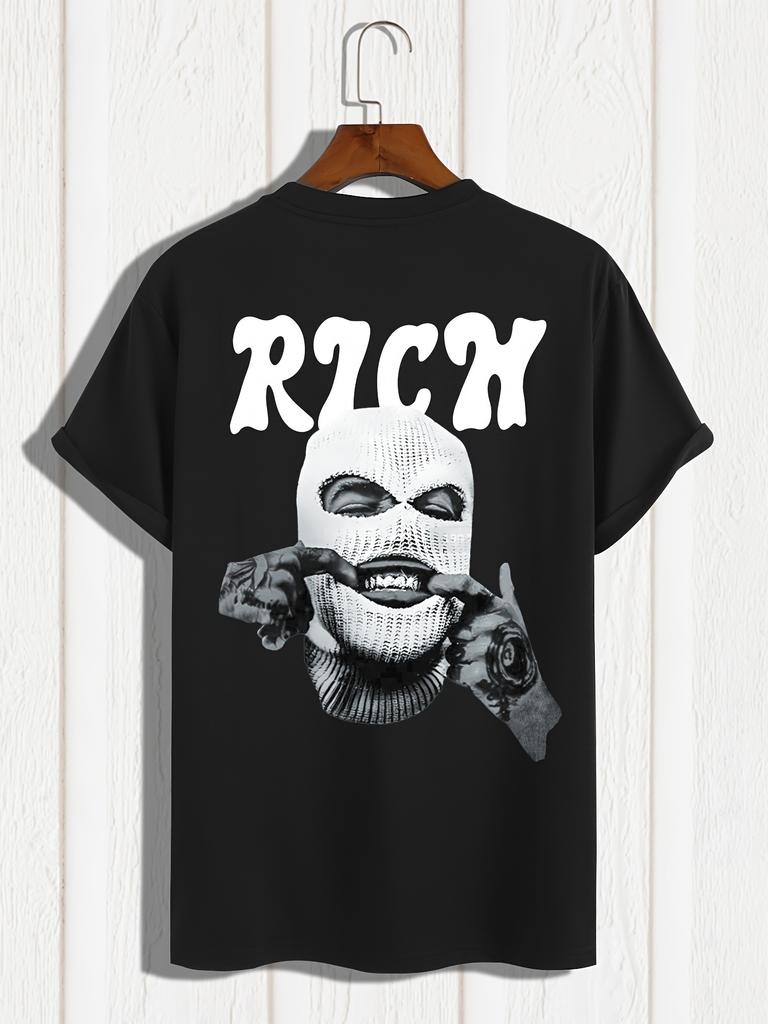 Stylish Gangster Print Shirt Comfortable Round Neck Short Sleeve Pattern Suitable for Casual Daily Outdoor Activities