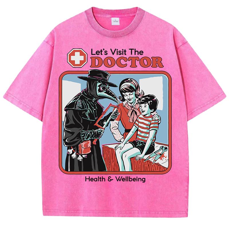 The Treating Doctor Design Washed T-Shirt Mens Summer Tee Shirts Cotton Comfortable Top Unisex Multicolor Soft Clothes