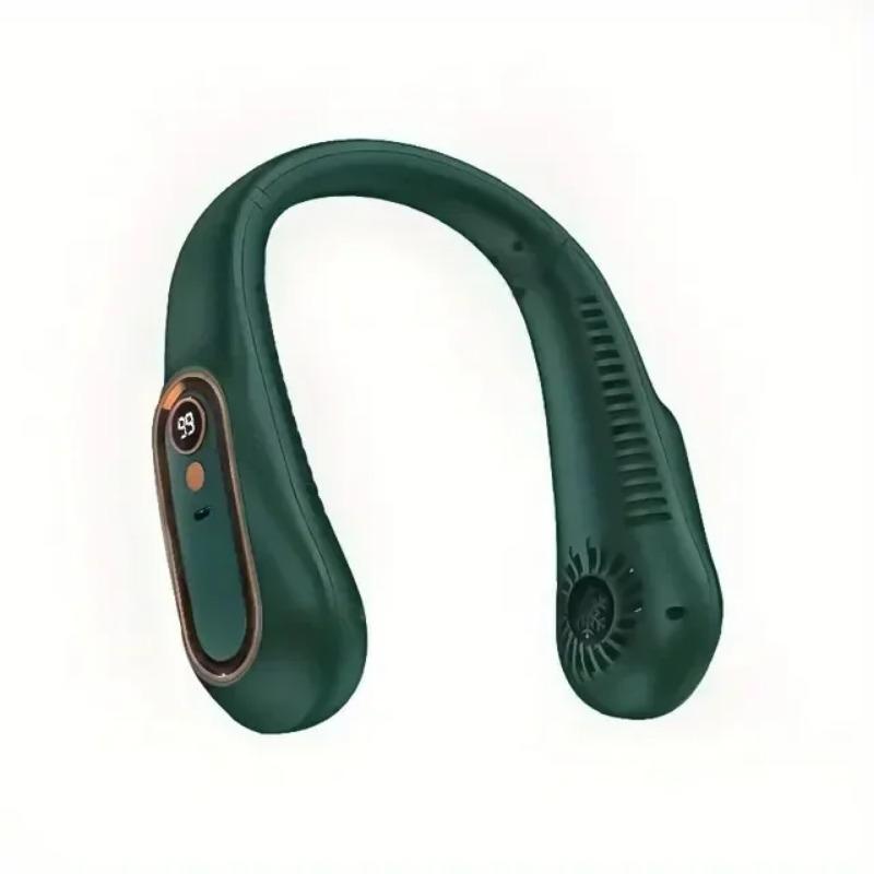 Neck Bladeless Fan Mini Ultra Long Life Portable Lazy Silent Fan Usb Charging Student Sports Office Digital Display Power 5 Gear Portable Neck Fan