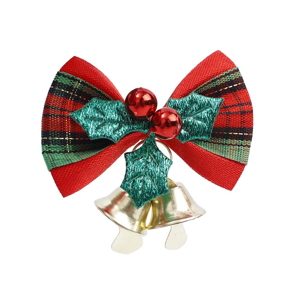 1/12Pcs Red Christmas Bow with Bell Xmas Tree Wreaths Hanging Pendant Mini Bowknot Ornament DIY Crafts Gift New Year Decorations