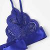2 Pcs/Set Bra Panties Set Lace Uo Bow-knot See-through Lace V Neck Spaghetti Strap Three Point Pornographic Lady Underwear Suit