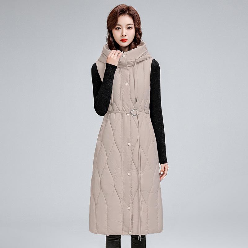 Autumn and winter fashion down cotton vest women's outer wear trend long knee waist vest loose coat