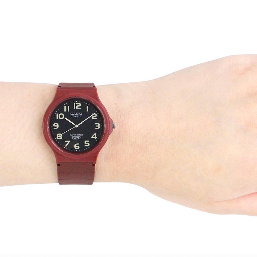 CASIO Quarz MQ-24UC-4B Schlank leicht Analog Erdfarben Schwarz Rot Armbanduhr Für Herren / MQ-24UC MQ-24