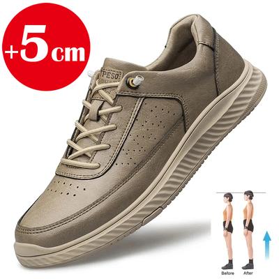 Mens' Elevator Shoes Sneakers Winter Leather Height Increasing 5cm Man Comfortable Warm Non-slip Invisible Inside Height Shoes