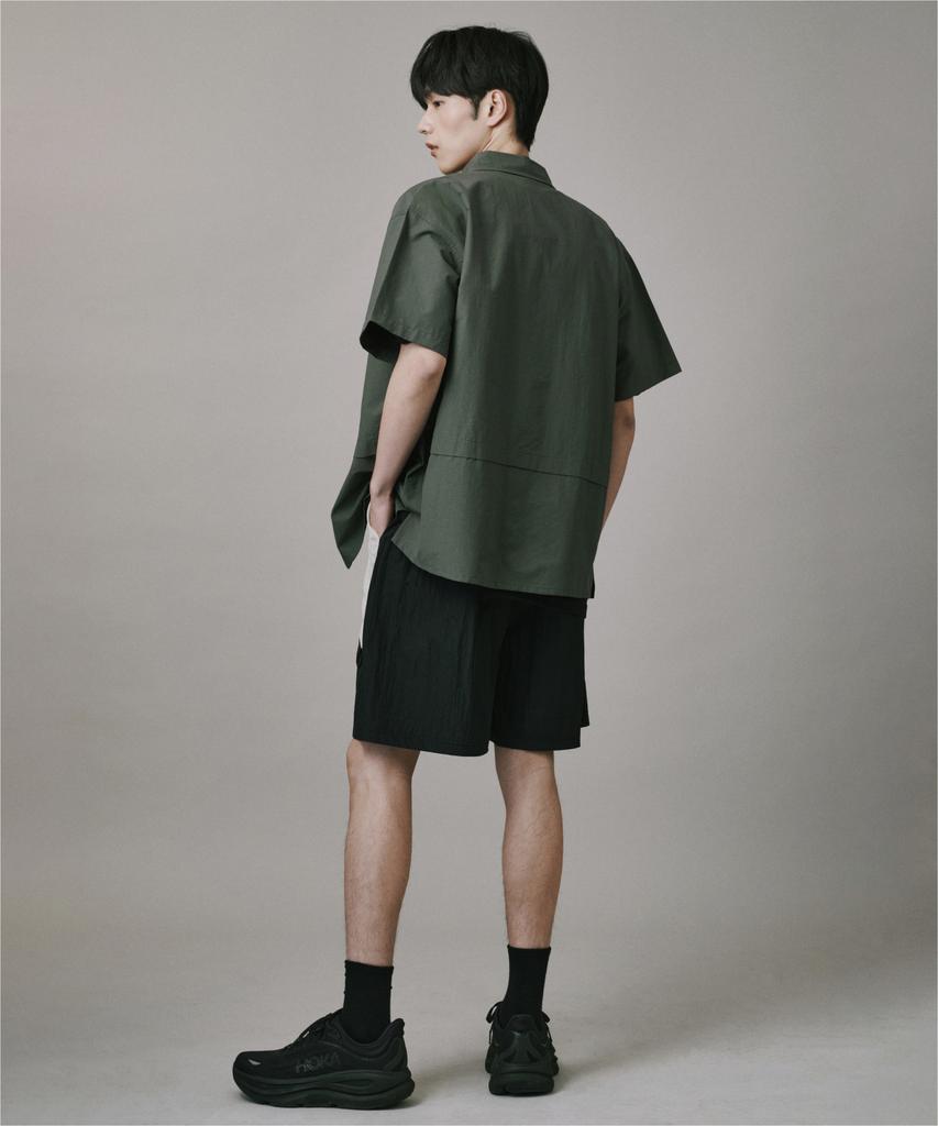 Beodeonteu Oversized Nylon Flap Shirt [Khaki]