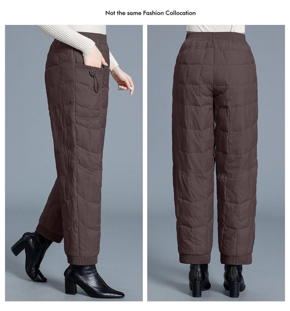 Women's Windproof Warm Bootcut Pants: Italian Lightweight, Fashionable, Versatile, and Casual with Spliced Design.