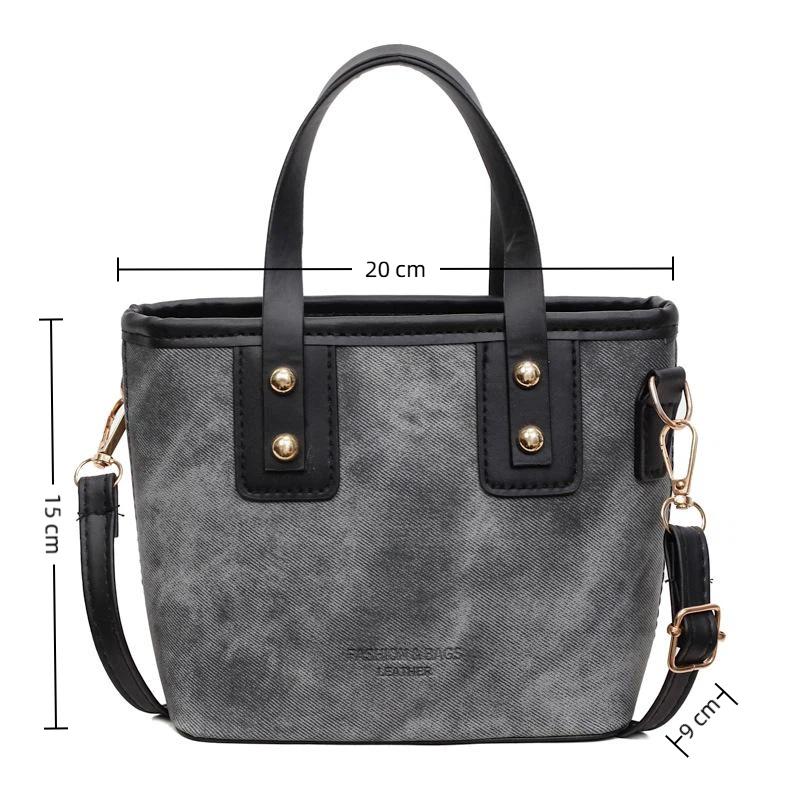 Small Square Crossbody Bag For Women Trendy Versatile Bucket Handheld Bag Color Blocked Shoulder Bag