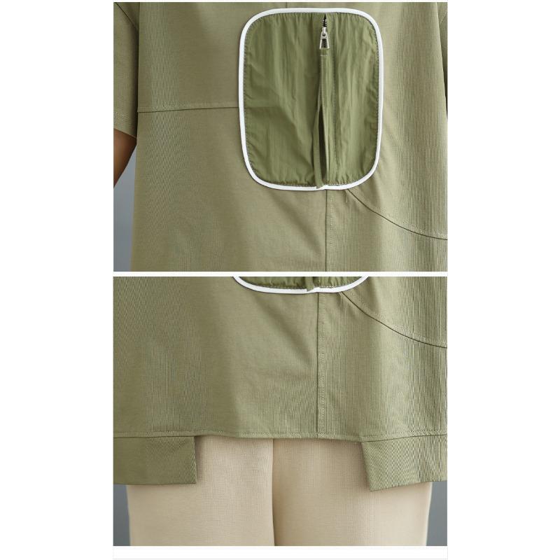 DIMANAF 2025 Summer Plus Size T-Shirt Asymmetrical Women Short Sleeve O-Neck Short Loose Solid Tops Tees