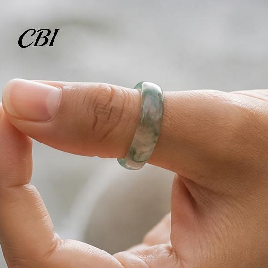 Hypoallergener Fingerring Falscher Natürlicher Moosachat Ring, Falscher Edelstein Statement Heilende Naturinspirierte Schmuckstein für Männer Frauen Band