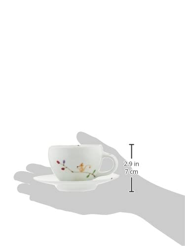 Hamato Arita Ware Ichimine Kiln Coffee Cup and Saucer, 200ml, Squirrel Design, White, 401930
