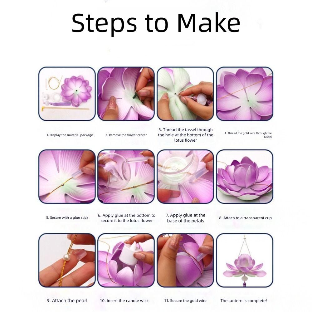 Lotus Flower Middle Autumn Festival Lantern 3D Mid Autumn Lotus Lantern  Children