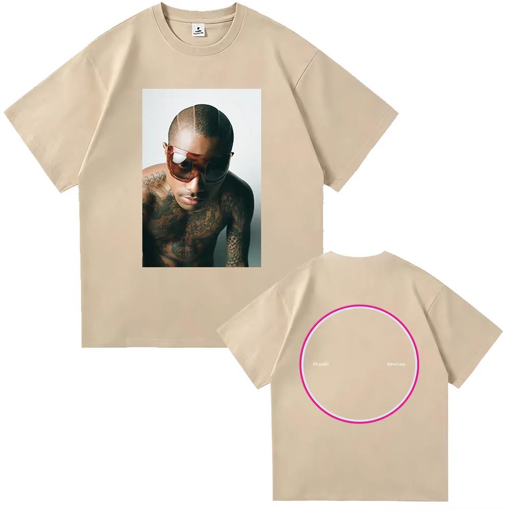 Zomer Hete Verkoop Steve Lacy Portret Voor- en Achterkant Print T-shirt Amerikaanse Retro Hip Hop Oversized Heren Dames T-shirt Y2K Katoen Gotisch Rond T-shirt