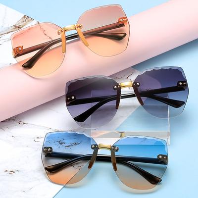 Gafas de sol para niños con diseño de ondas y sin marco, cuadradas, de color caramelo, a la moda, para viajar en coche