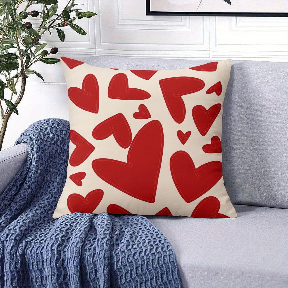 Romantic Cream Red Heart square Jacquard Pillow Cover for Sofa Office Waist Cushion Cover Home Decorative Pillowcase