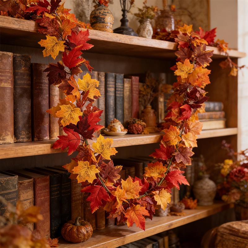 Artificial Maple Leaf Vine Fall Decoration for Thanksgiving and Halloween Wall Hanging