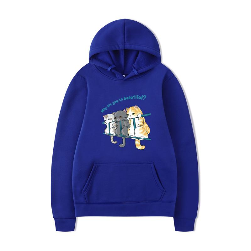 Kočka Pánská Móda Mikiny Pánské Dámské Mikiny s Kapucí Módní Hip Hop Pulovry Podzim Chlapci Dívky Černá Streetwear Mikina