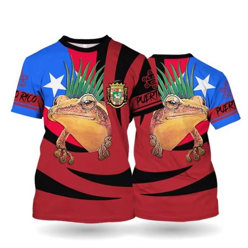 Πουέρτο Ρίκο Ανδρικό T-Shirt Κοντομάνικο T-Shirt Με Σχέδιο Σημαίας Εκτυπωμένο T-Shirt Oversized Ανδρικά Ρούχα Μπλούζες Με Στρογγυλή Λαιμόκοψη Εξωτερικού Χώρου Streetwear