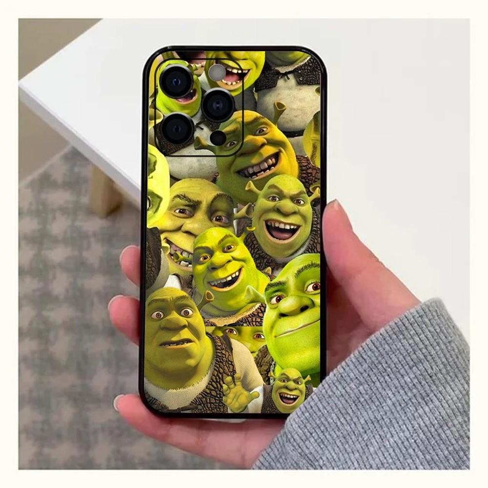 Vtipný kreslený obal na telefon S-Shreks Movi pro Apple iPhone 15,14,13,12,11,Pro,X,XS,Max,XR,Plus,Mini Měkký černý kryt