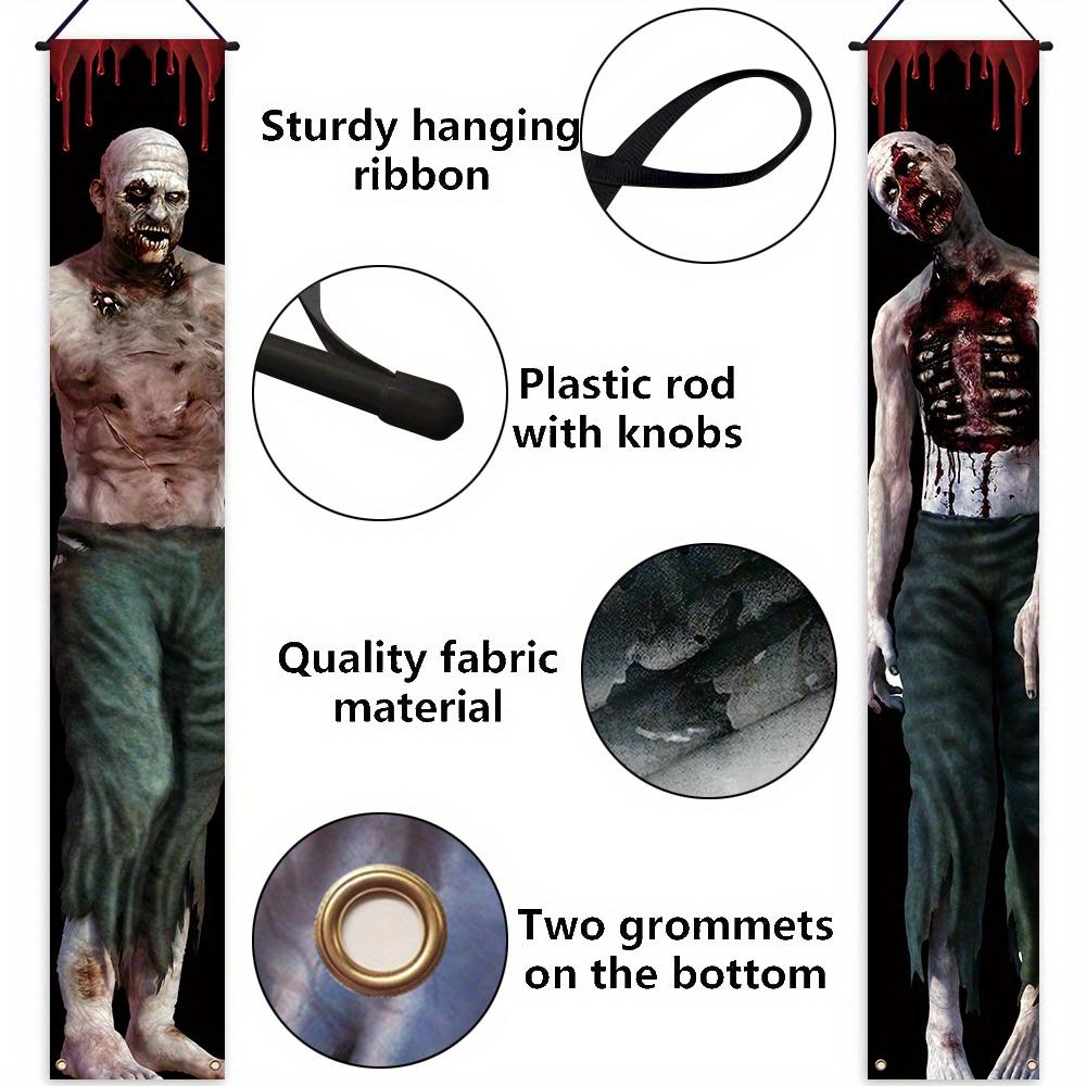 Halloween Porch Sign Zombie Multipurpose Carnival 1 Pair Polyester Indoor Outdoor Decor
