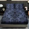 Skull Floral Design Bed Sheet Set 100% Polyester Digital Print Breathable All-Season Fitted Shee Pillowcase Machine Washable