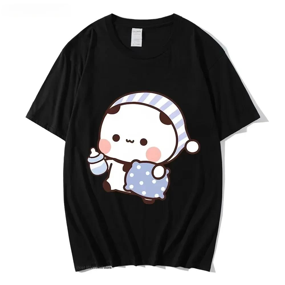 Maglietta per Coppia Carina BuBu Panda Che Va a Dormire con Grafica Orsetto DuDu Maglietta Abbigliamento Donna Top con Maniche Abbigliamento Donna