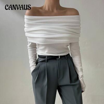 Women's One-shoulder Temperament Strapless Thin Wrap Sweater Needle Sweater