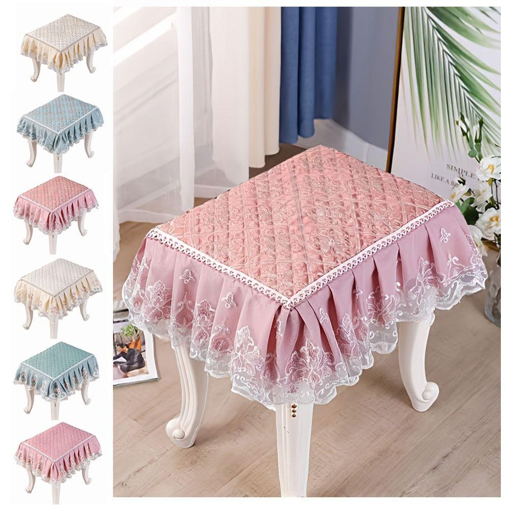 Thick Floral Makeup Stool Cover Floral Pattern Seat Chair Slipcover Stool Cushion Cover Household