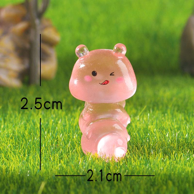 Cute Luminous Caterpillar Garden Doll House Cute Resin Mini Figurine