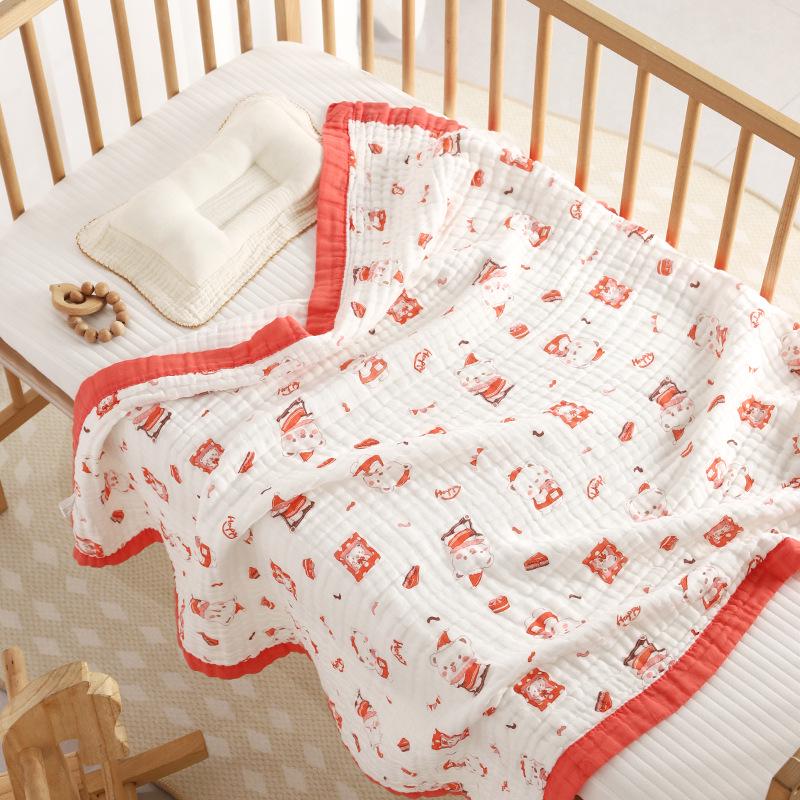 110x110cm High Density Pure Cotton Six-Layer Gauze Baby Bath Towel and Toddler Blanket