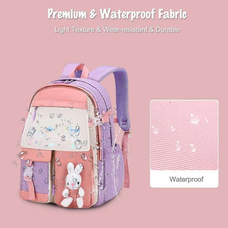 Ultralight Children's School Backpack School Bags with Reflective Strip Girls Boys for Outdoor Travel School Spring Outing Daypacks Mauve Pink