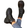 Große Samt-Martin-Stiefel für Damen Herbst und Winter neue Mode vielseitige Lokomotiv-Kurzstiefel dicksohlige Lederstiefel für Damen