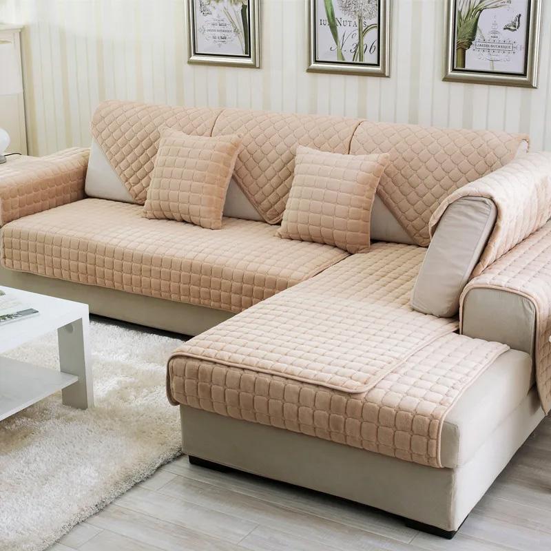 Sofa Cushion Plush Winter Thick Non-Slip Sofa Cushion Sofa Towel Flannel Cushion Universal Sofa Decoration Cover