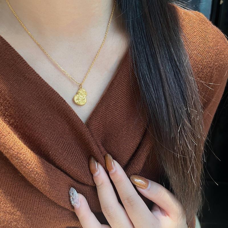 New Cnc Craft Golden Crushed Ice Ice Gourd Necklace Burst Fulu Continuous Gourd Bracelet Sweater Chain