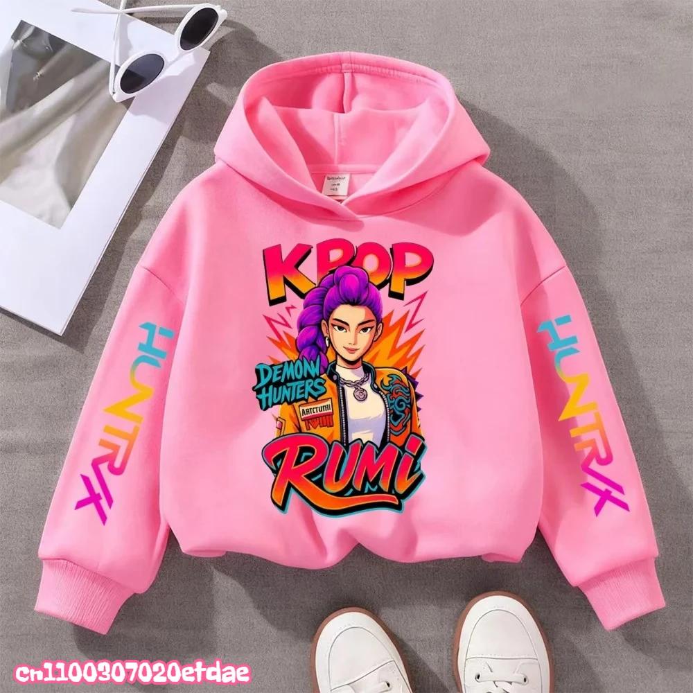 

2025 Anime K-Pop Girl Witch Hunter Hoodie Harajuku Hip Hoodie Boy Kids Letter Print Sportswear Fashion 160