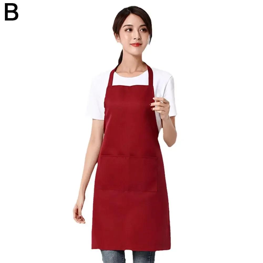 Adjustable Cooking Apron Unisex Waterproof Dust-proof Waiter Hairdresser Apron Chef Dirt-resistant Solid Sleeveless Apron Pocket