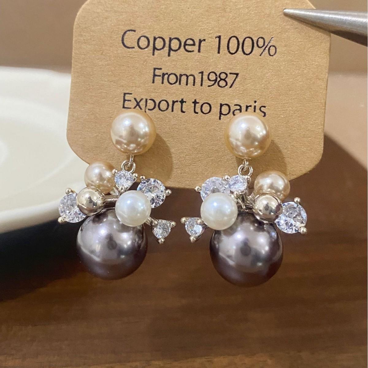 French Pearl Zircon Flower Stud Earrings: Elegant, Exquisite, Versatile Design