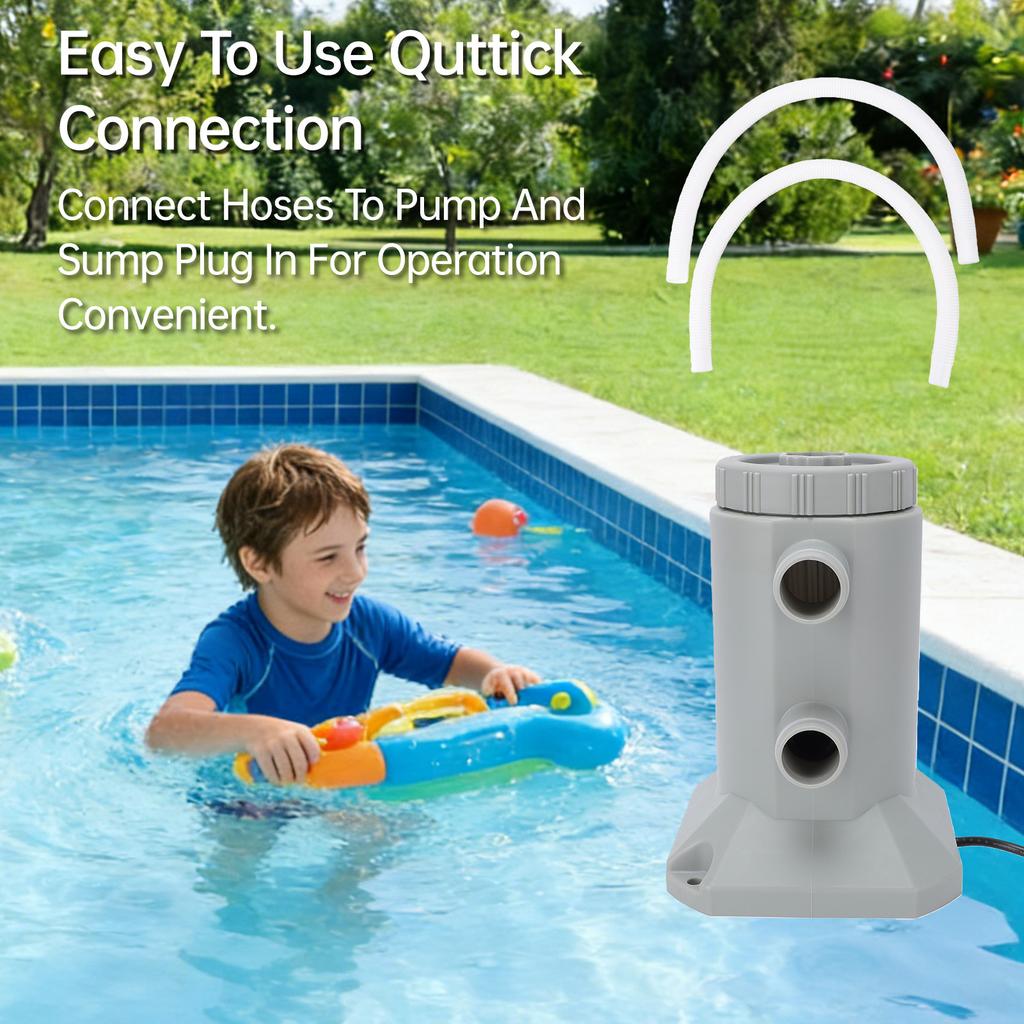 530 GPH Above Ground Pool Filter Pump Complete Kit with Hose Long Lasting Sealed Resilience Design for Small To Medium