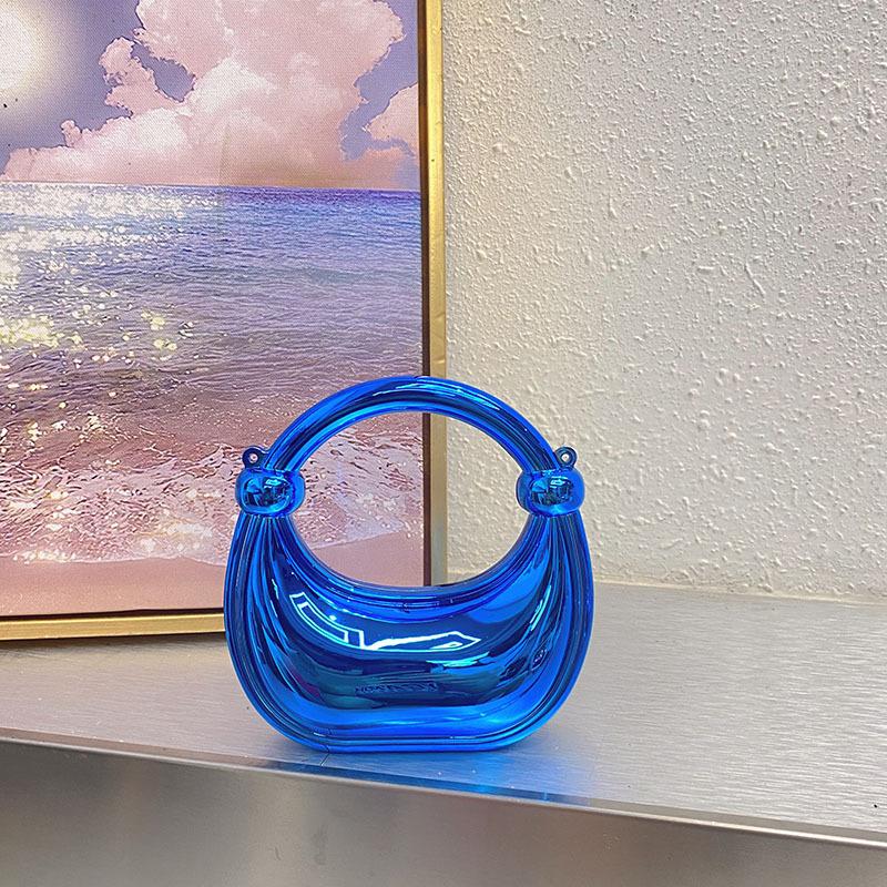 Fashion Acrylic Glossy Metal Crescent Shell Bag Banquet Large Capacity Dumpling Bag Underarm Handbag