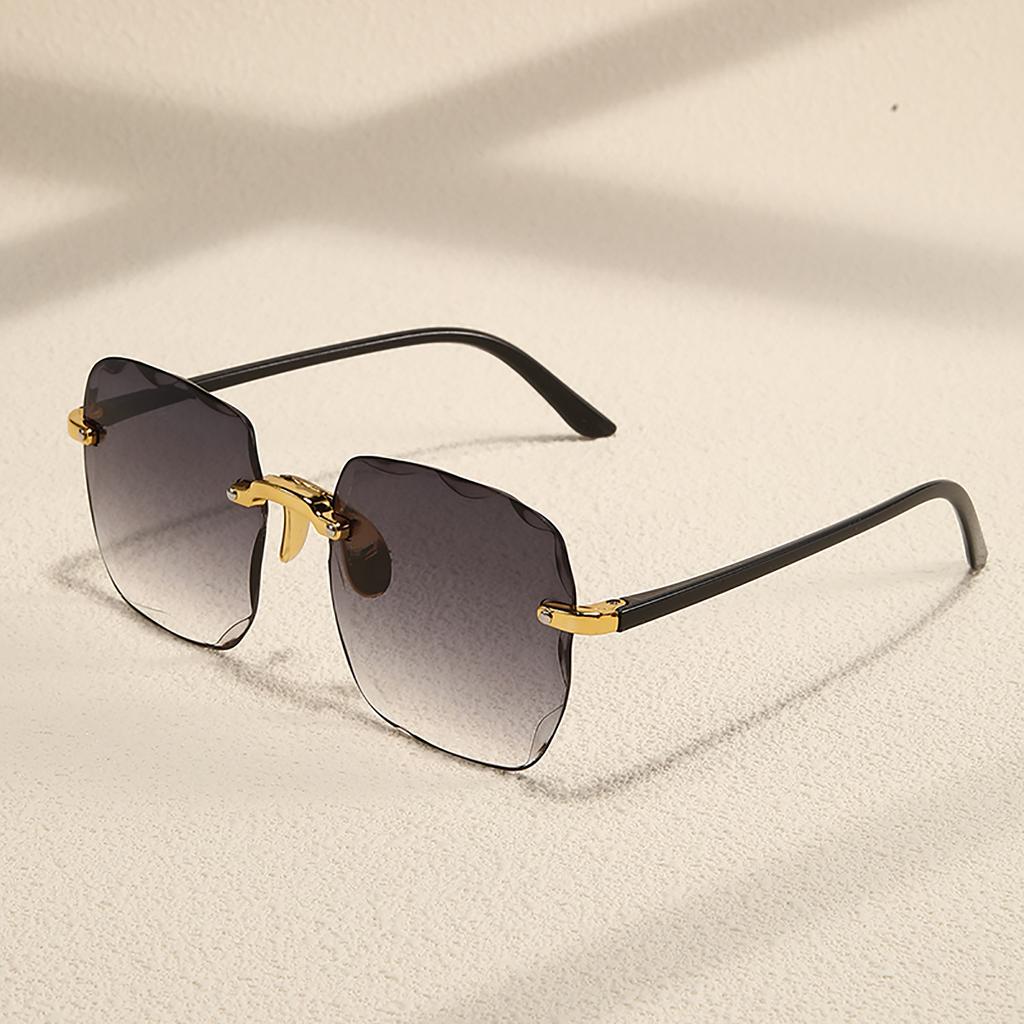 1PC Retro Frameless Trimmed Square Fashion Glasses Ladies Gradient Glasses Outdoor Travel Sunglasses