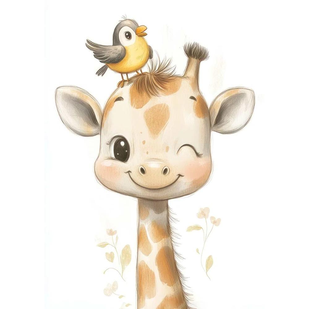Boho Style Cartoon Animal Illustrations Posters Prints Canvas Painting Wall Art Picture Living Room Home Baby Room Nursery Decor
