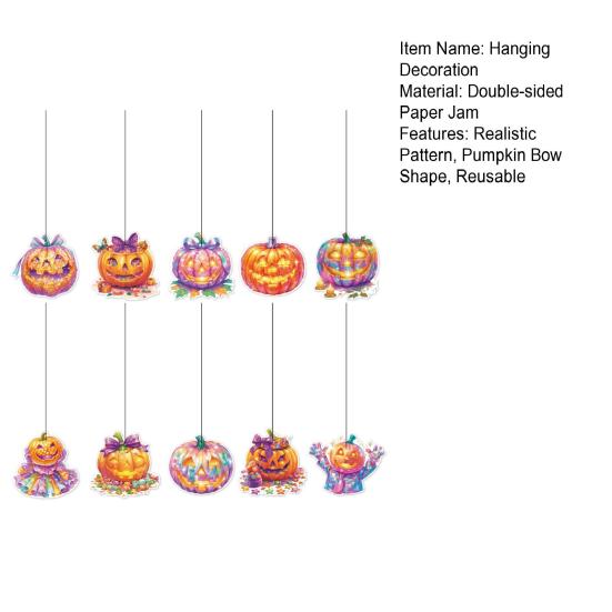 Halloween Hanging Decoration Pumpkin Bow Realistic Pattern Spiral Tags Home Party Festivals Decoration