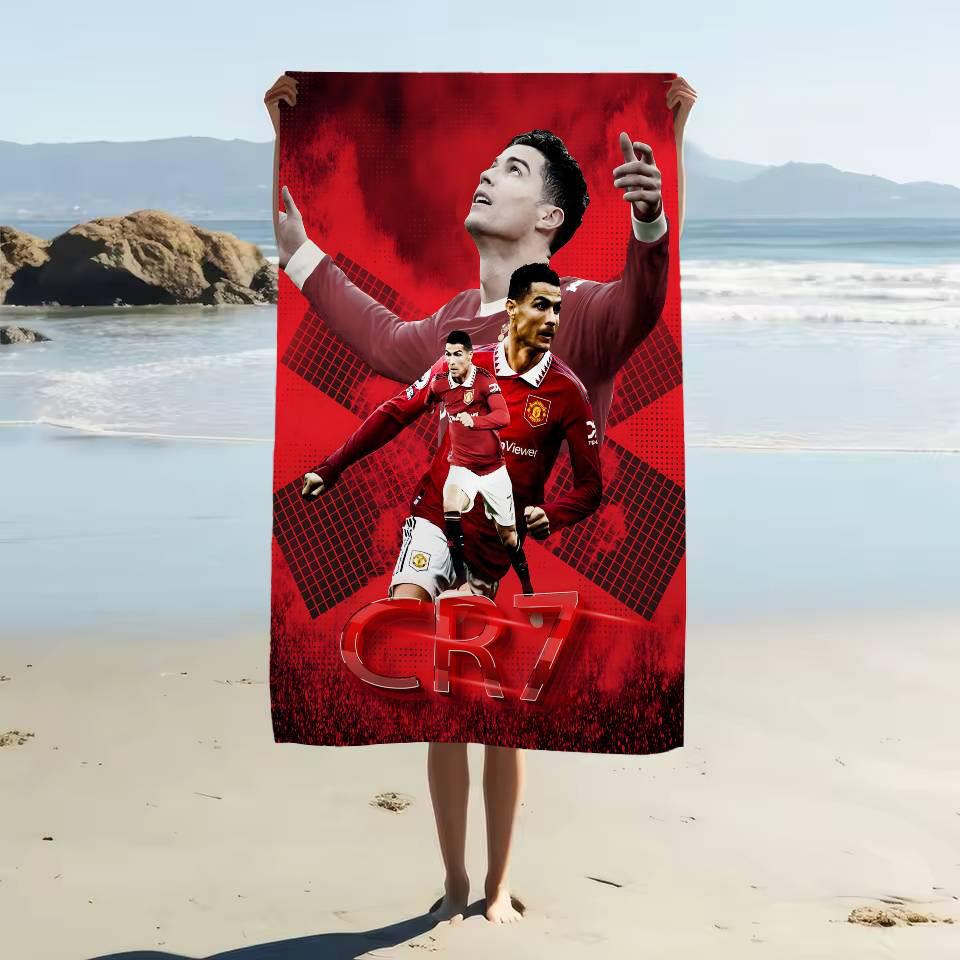 1 szt. R-Ronaldo Piłka Nożna Ręcznik Plażowy Szybkoschnący Bez Piasku Miękki Mikrofibra Ręcznik Kąpielowy dla Fanów Piłki Nożnej Basen Podróż Wakacje
