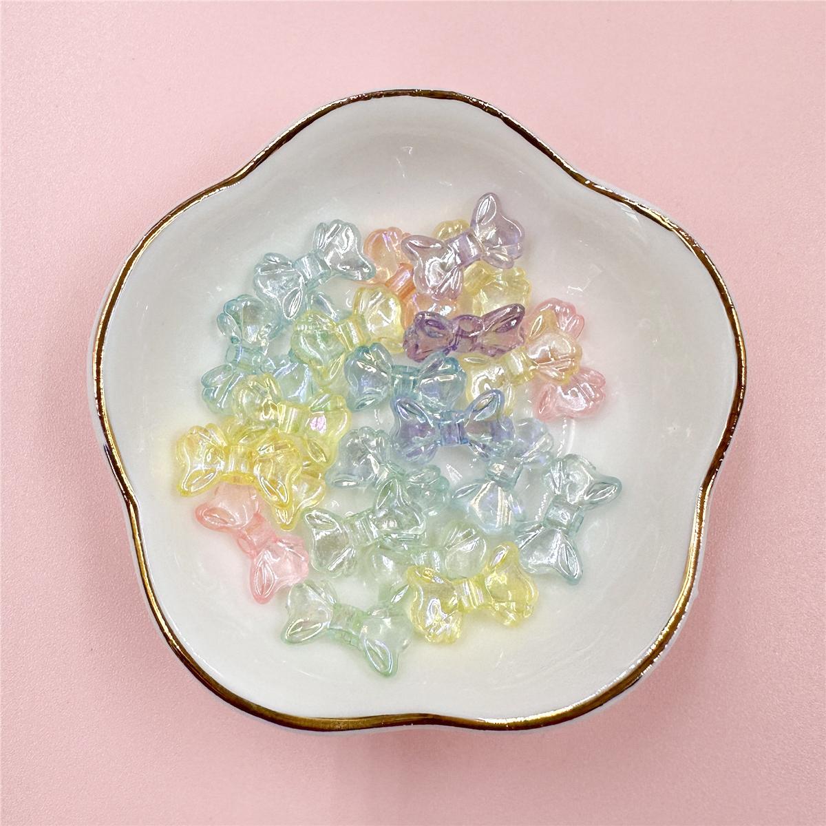 

30 шт. 8,7*14,7 мм акриловые блестящие прозрачные AB маленькие бусины с бантом DIY ювелирные аксессуары креативный материал для изготовления цепочек для мобильных телефонов разноцветный