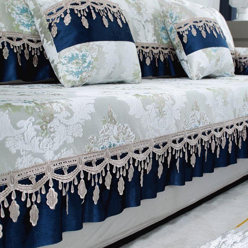 Alfombra de Sofá Chenilla Jacquard Antideslizante Minimalista Moderna Toalla para Respaldo Lujo Ligero Decoración para Sala de Estar del Hogar Cubre Sofá Suave