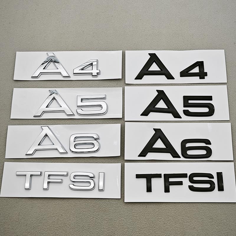 3D ABS Chrome Black Car Letters Logo A4 A5 A6 TFSI Sticker Rear Trunk Badge Emblem Decal For Audi A4 A5 A6 TFSI Auto Accessories