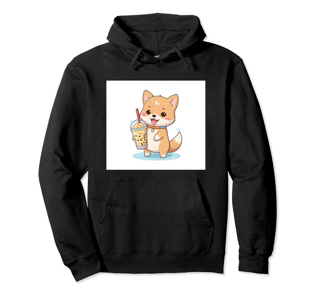 shiba bubble things print hoodie cute, dog, inu, boba, tea, cute,