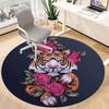 1PC Tiger Roses Office Round Rug, Non slip, Soft and Durable Office Rug for Interior Decoration, Perfect for Office