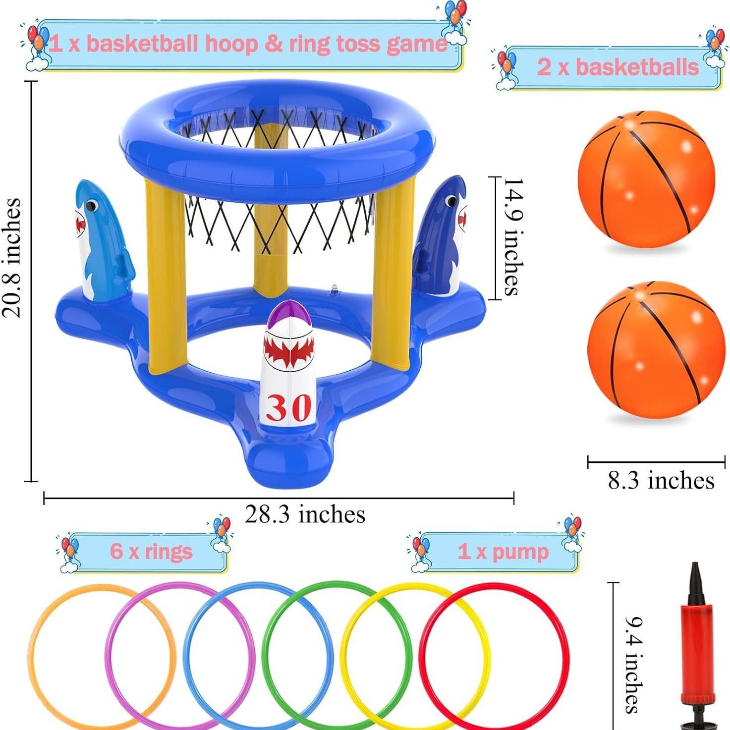 

Надувной баскетбольный набор Игра с кольцами для бассейна для игр на воде на открытом воздухе Интерактивный спортивный комбо жёлтый/синий