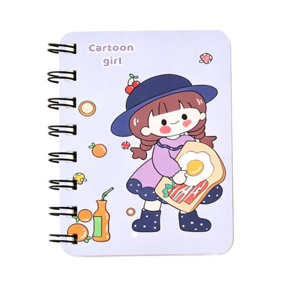 Mini Cartoon Spiral Notebook, 80 Pages Pocket Notebook, Portable Smooth Page Turning Journal for Study Notes