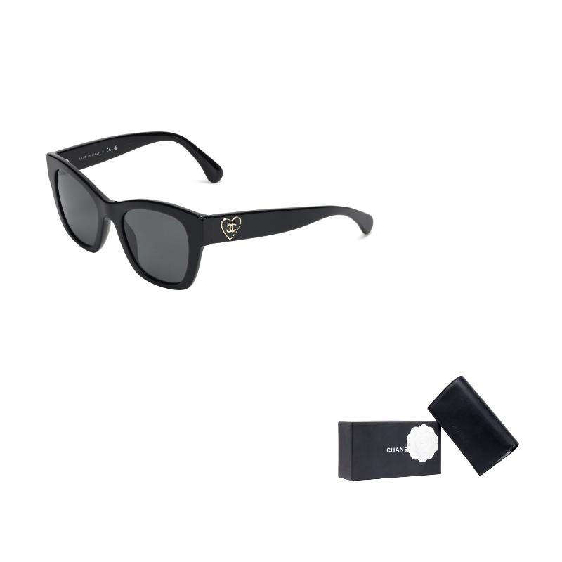 

CHANEL [Available with prescription] side love decoration square sunglasses same style for men and women as couple срібний